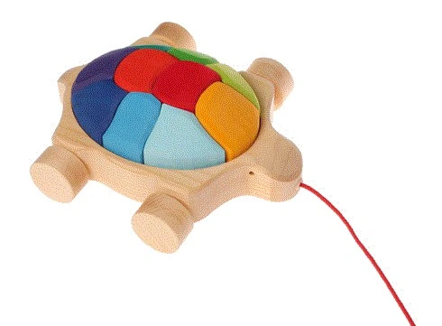 Grimms Regenbogen Schildkröte Nachziehtier Mit Bauklotzfüllung 3 Grimms Regenbogen Schildkröte Nachziehtier Mit Bauklotzfüllung